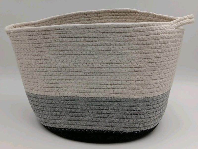 Cotton Woven Rope Baskets With Handles 6X12” Set Of Two gallery