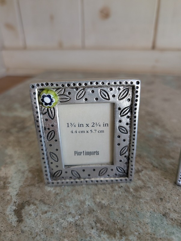 NIB Vintage Set of 3 Pier 1 Imports Desktop Frames Silver Tone 1.75” X 2.5” gallery