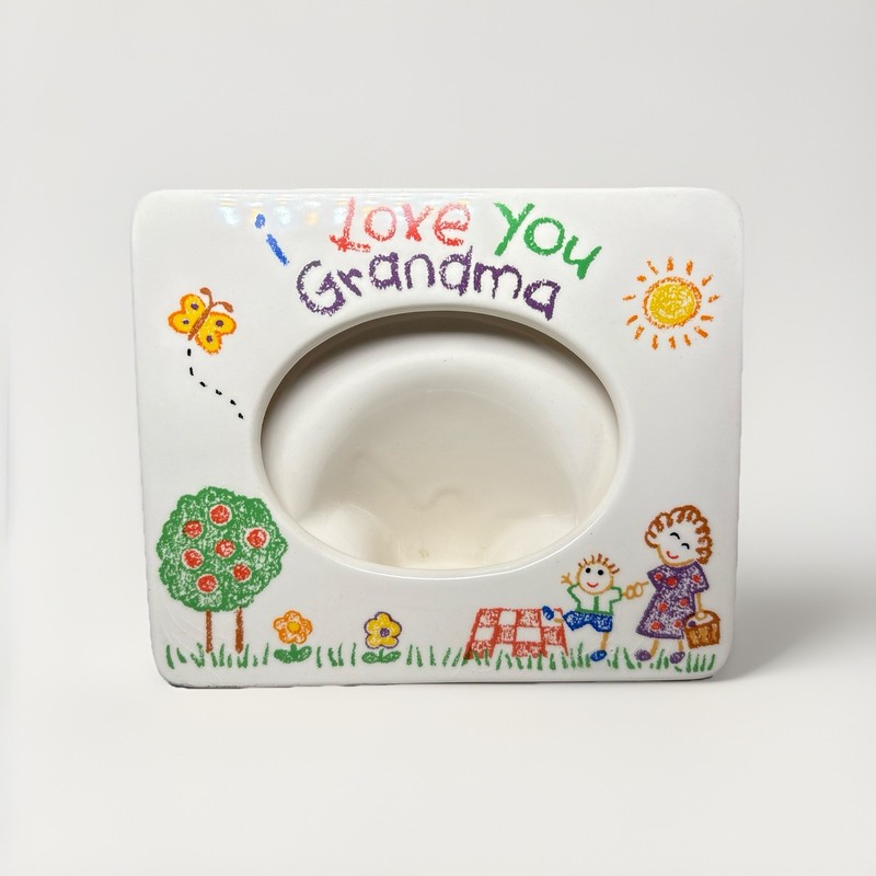 VTG Russ I Love You Grandma Ceramic Photo Frame Stand Korea Child Art Design gallery