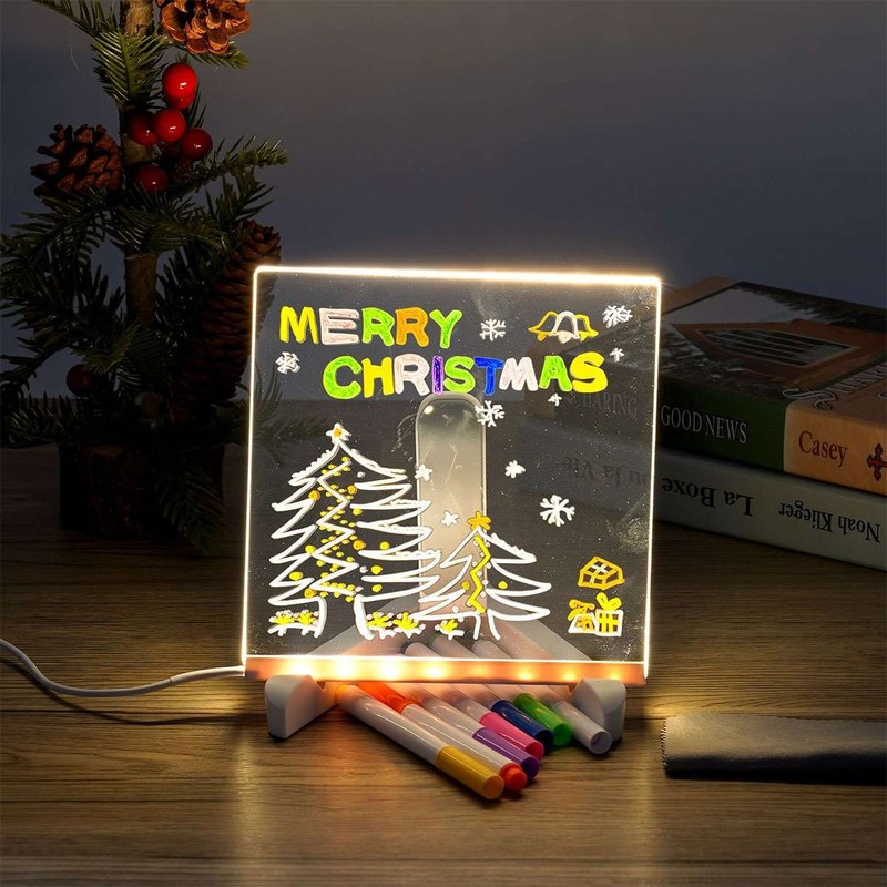 LED Note Board with Colors Acrylic Dry Erase Board with Light Stand as a Glow US