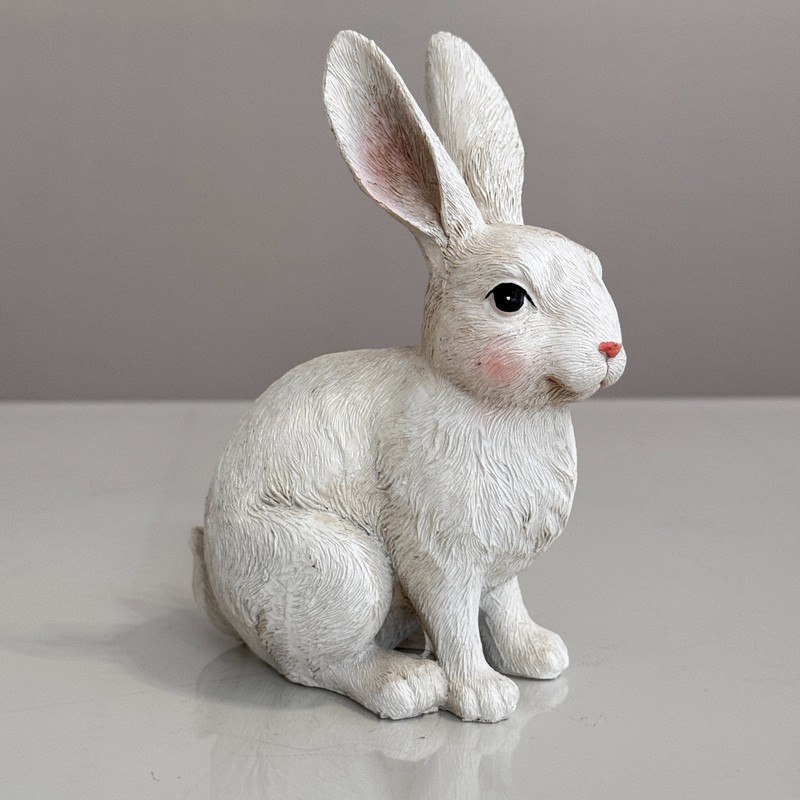 Ceramic Bunny Rabbit Figurine Easter Spring Farmhouse Shelf Decor Gift 8'' 1 PCs gallery