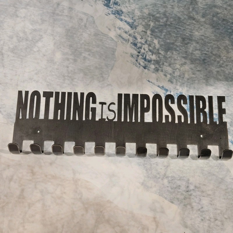Nothing Is Impossible Metal Wall Hook Rack 21″ Key Holder Organizer
