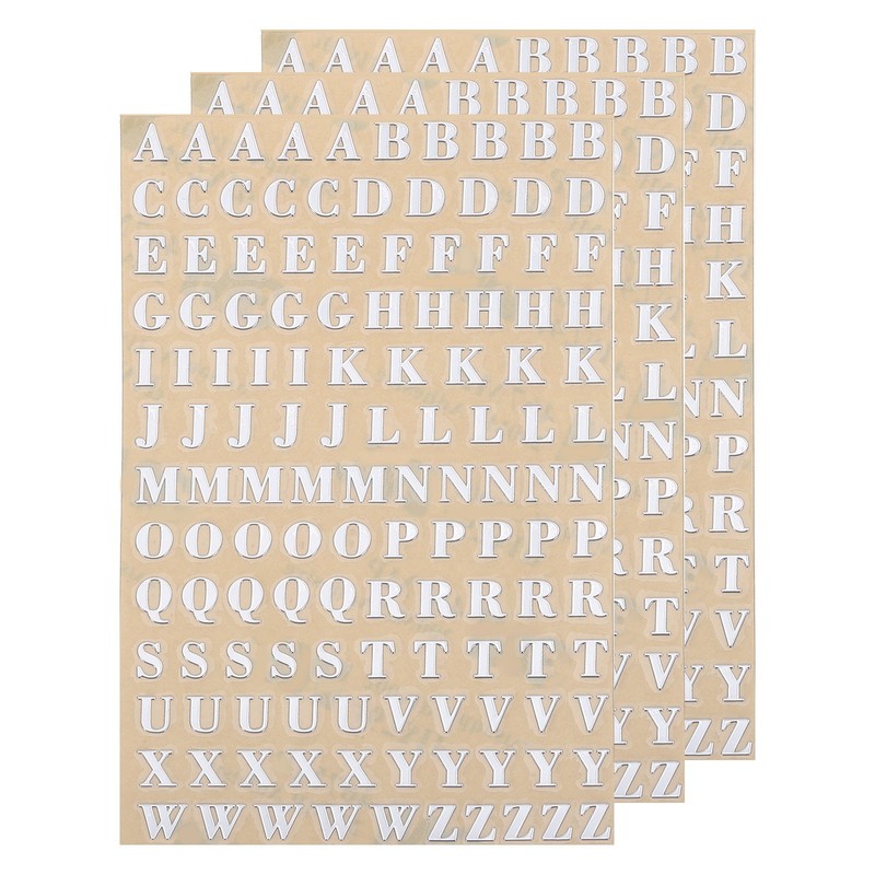3 Sheets Adhesive A-Z 4.5mm/0.18″, for Mini, Silver