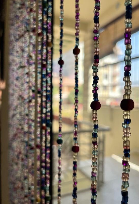 Handmade Beaded String with bells Curtain Hippie Boho Colorful Home Décor 190 cm