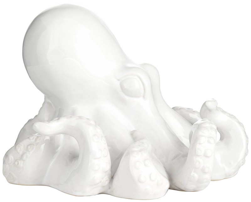 Octopus 9 1/4" Wide Shiny White Decorative Figurine gallery