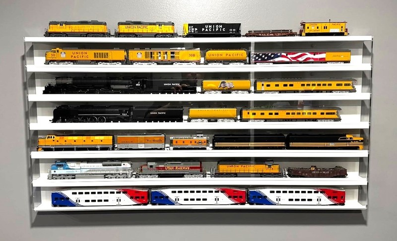 Train Display Case 24" HO N Car 1/64 Model Locomotive Wall Shelves White Cabinet gallery