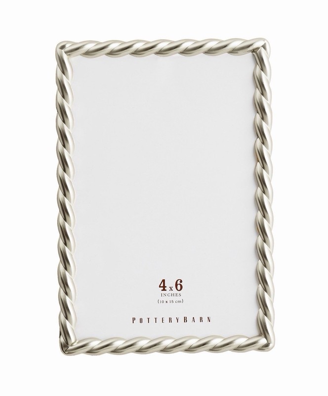 Pottery Barn Silver Rope Metal Photo Frame 4×6 Cadre New