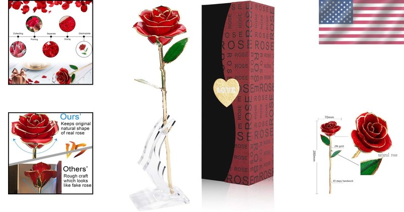 Luxury Gold Dipped Rose Flower Gift for Mothers Day and Special Occasions gallery
