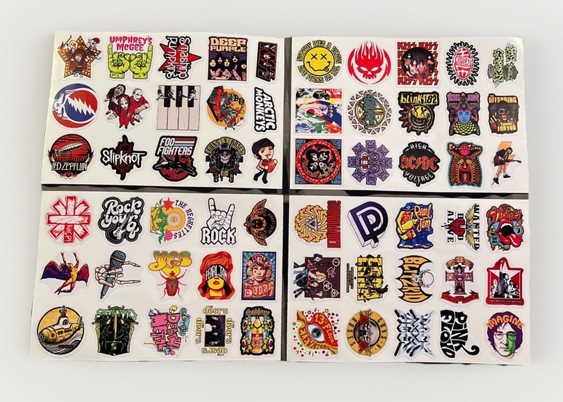 60 Classic Rock Bank Vinyl Stickers - Zeppelin, Rage, Stones, Pearl Jam, AC/DC