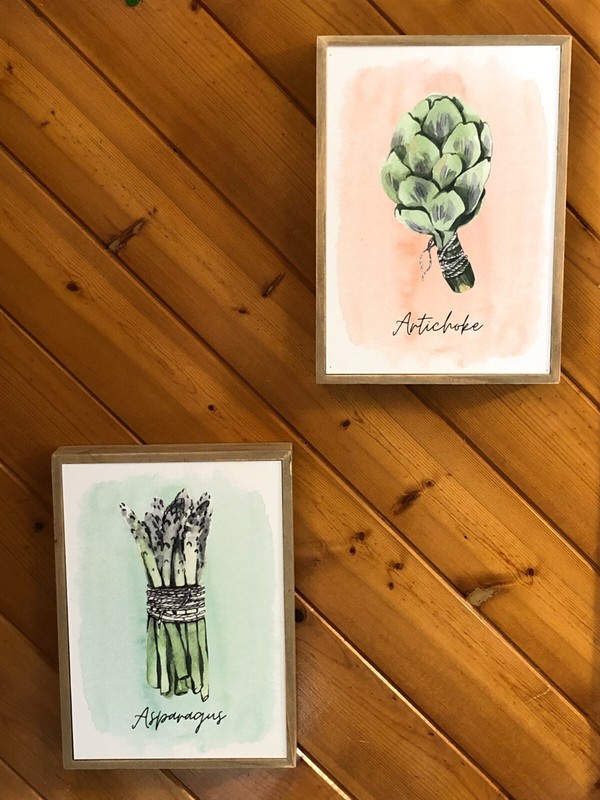 NEW-Hobby Lobby Artichoke & Asparagus Kitchen- Table/Wall Art Decor 7.125″x9.87″