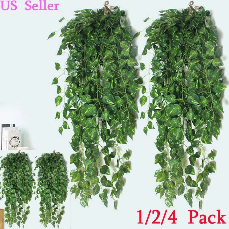 1/2/4 Pcs Artificial Ivy Leaf Plants Vine Hanging Garland Fake Flower Home Decor