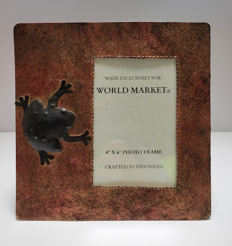 World Market Photo Frame Metal Frog 8×8 In Fits 4×6 In Photo Rustic Two-tone