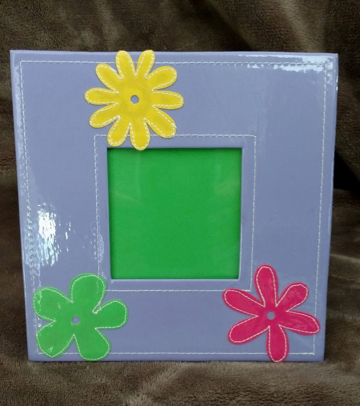 Shiny Colorful Mod Vinyl Picture Photo Frame-3″ x 3″ Opening-Easel Back & Hanger