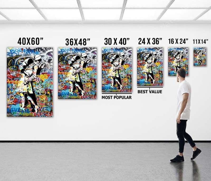 World War End Kiss Graffiti Wall Art Banksy Printable Poster Ready to Hang Gift gallery