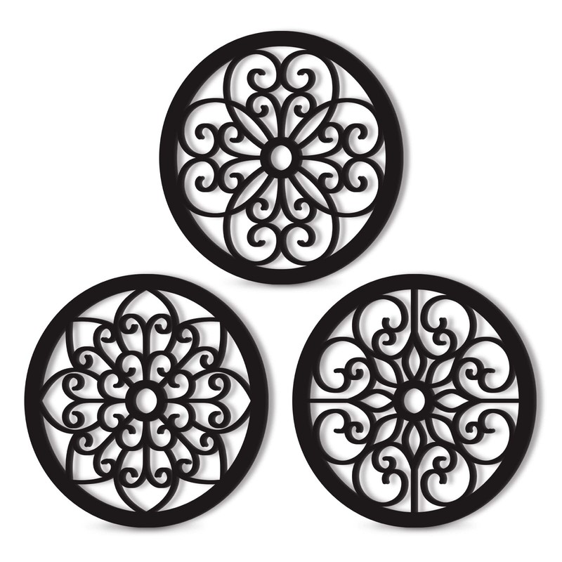 Bnesi 3 Pieces Thickened Rustic Wood Wall Decor,Farmhouse Circle Wall Decor M…
