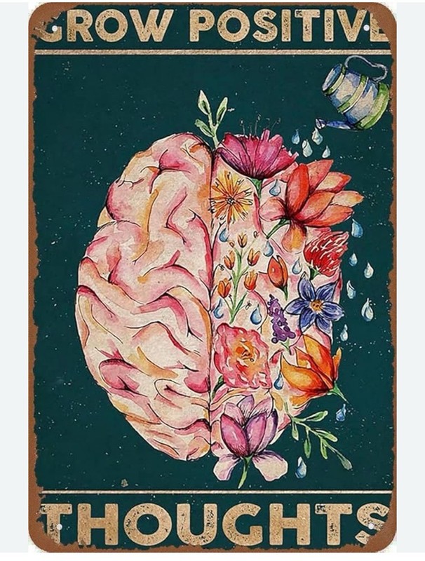 Grow Positive Thoughts 5×8 In Tin Sign Distressed Inspirational Pretty A28