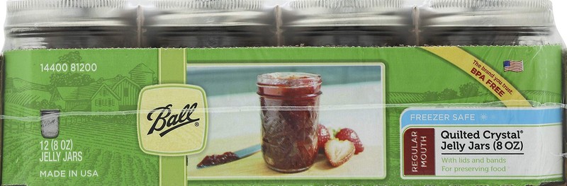 Ball Jar Quilted Crystal Jelly (Case of 12), 8 8 oz, Multicolor