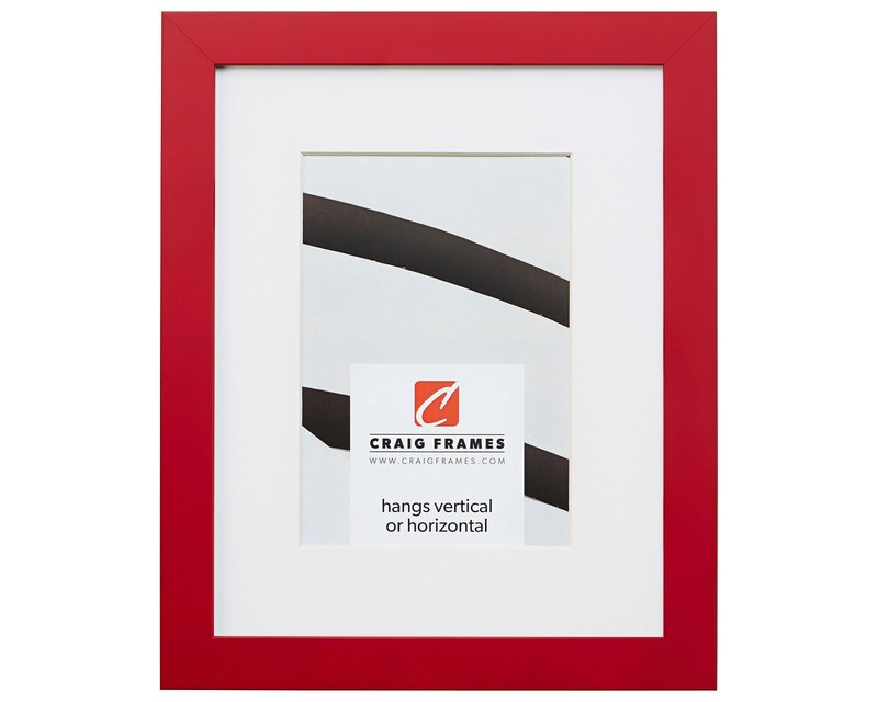 Craig Frames Confetti, 0.875″ Red Solid Wood Picture Frame With a Single Mat