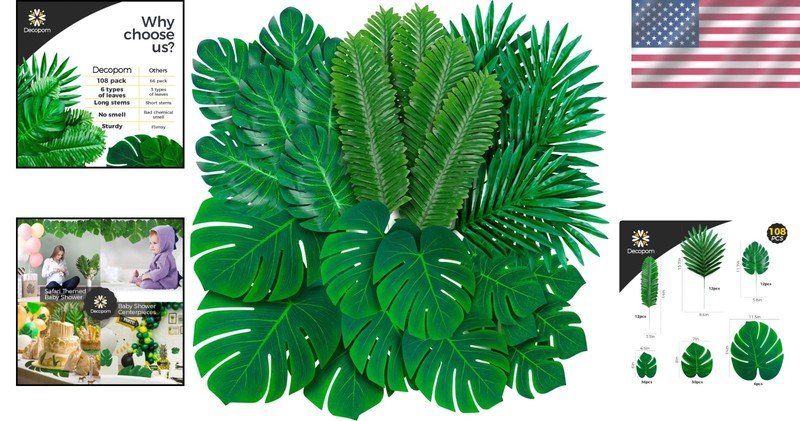 Realistic Artificial Palm Leaves - 108 Count gallery