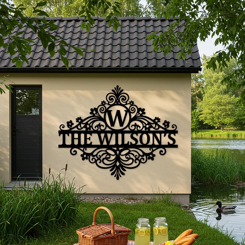 Custom Last Name Metal Sign Personalized Family Monogram Patio Outdoor Art Decor