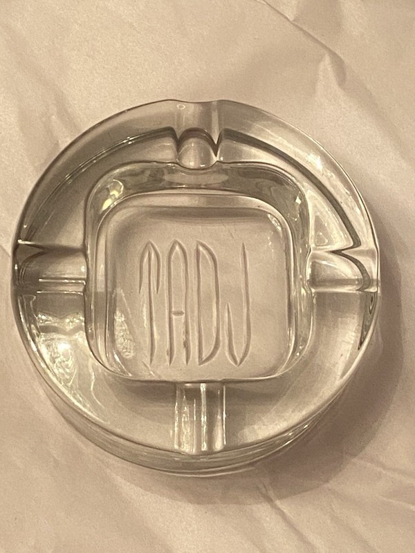 Mid Century Modern Monogram Tad Jones Ashtray Syracuse/Yale Football Coach