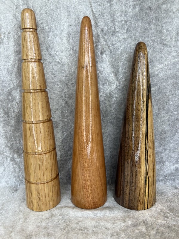 3 Hand Crafted Wood Turned Rustic Trees Mixed Wood Turned Table Top Tree NEW gallery