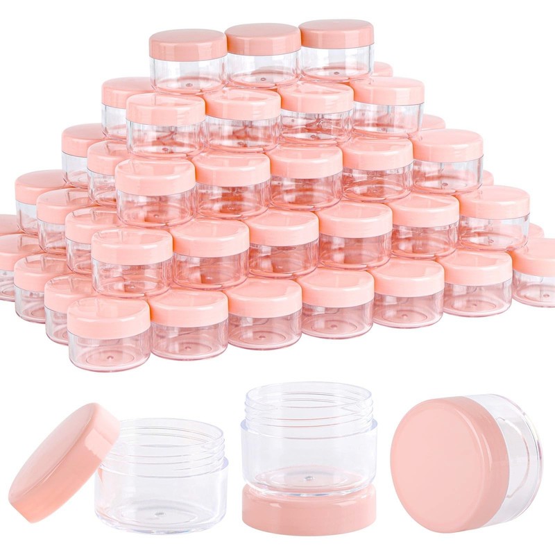 Btyms Refillable Cosmetic Sample Jars – 100 Pack 15G 0.5Oz Pink Small Travel