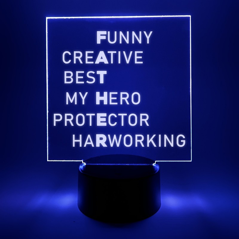Personalized LED 16 Colors Light Up Stand Dad Father’s Day Poem Gift w/Remote