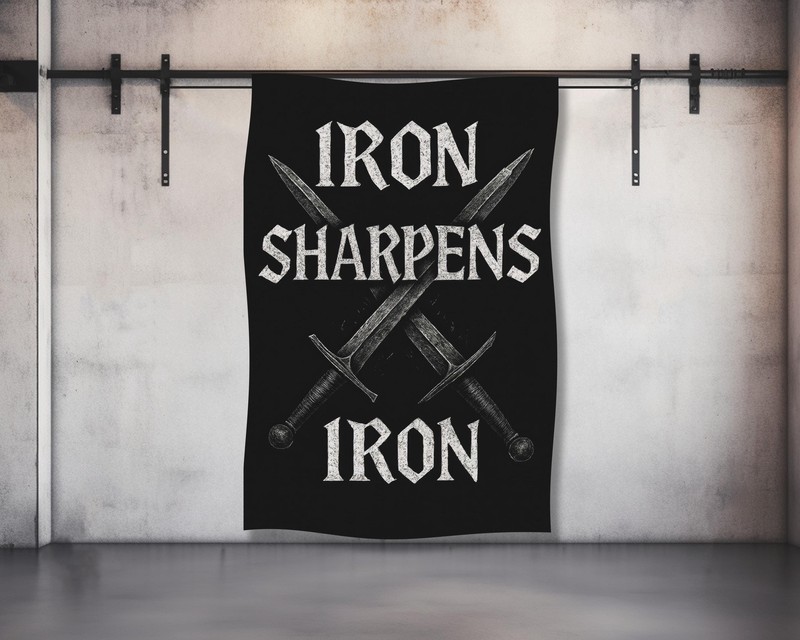 Iron Sharpens Iron Tapestry - Motivational Fitness Wall Art for Gym  Dorm Decor
