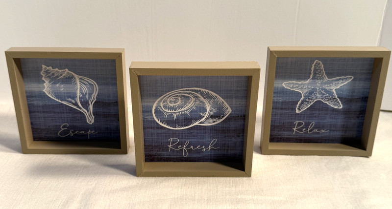 Refresh Escape Relax - 3 Small 4"x4" Ocean Wall Decorative Art - Beach Theme gallery