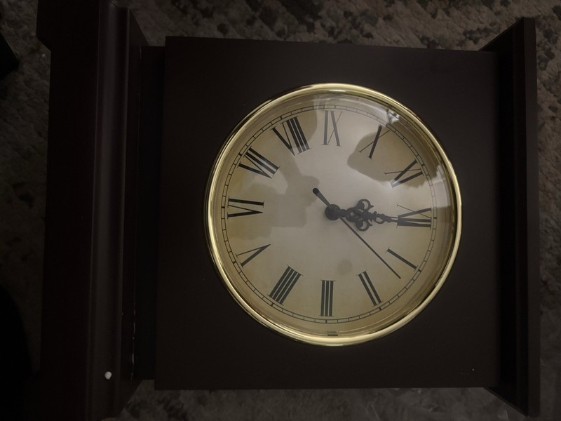 Brown Rectangle Wall Clock Roman Numerals Analog Quartz Battery Powered gallery