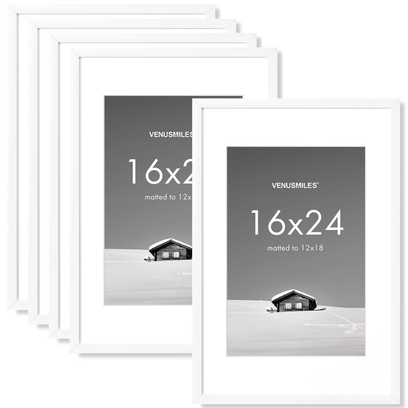 16×24 inch Picture Frame, 16×24 Photo Frames with 12×18 Removable Mat – High …