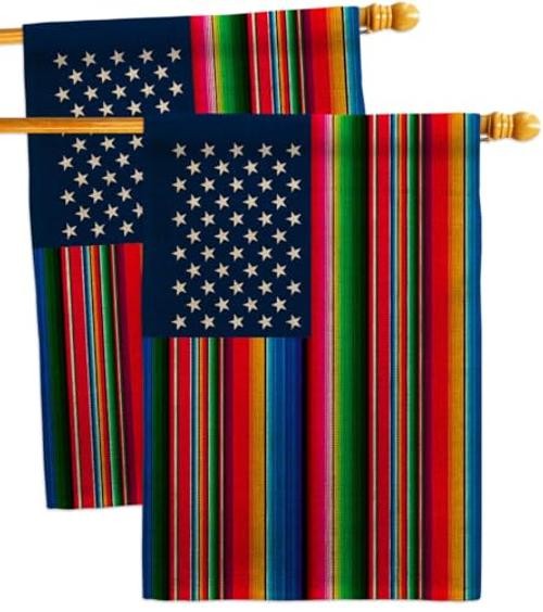 Mexican Serape Blanket American Burlap Flag House 2 Pcs Pack Burlap Wall gallery