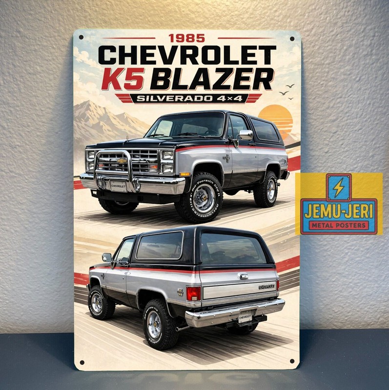 1985 Chevrolet K5 Blazer Silverado 4×4 Car Metal Poster Sign -:20x30cm