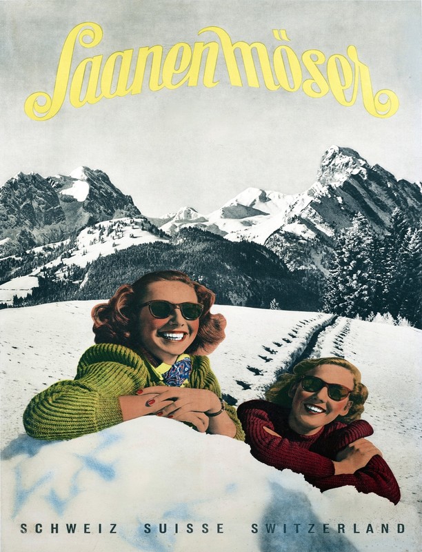 5694.Saanenm_ser.two women laying in snow.POSTER.Decoration.Graphic Art