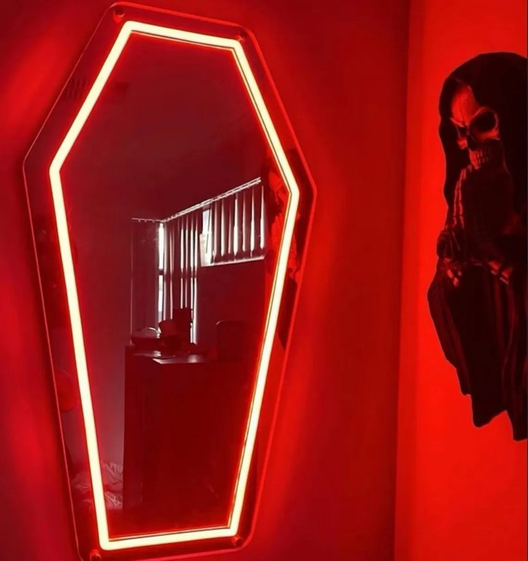 Coffin Mirror Neon Sign Goth Lover Gift Gothic Decor Goth Room Decor Dark Art AA gallery