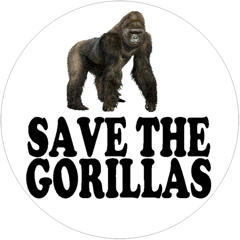 Save the Gorillas – Circle Sticker Decal 3″ x 3″ – Endangered Species