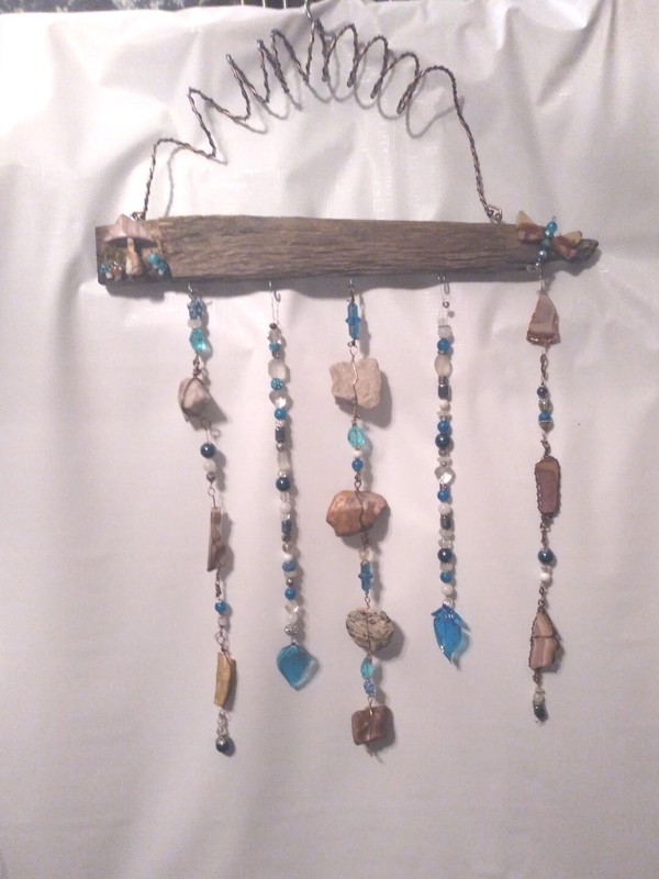 Handcrafted Genuine Nevada Wonderstone Wire Wrapped Rock Chain And Beaded Mobile