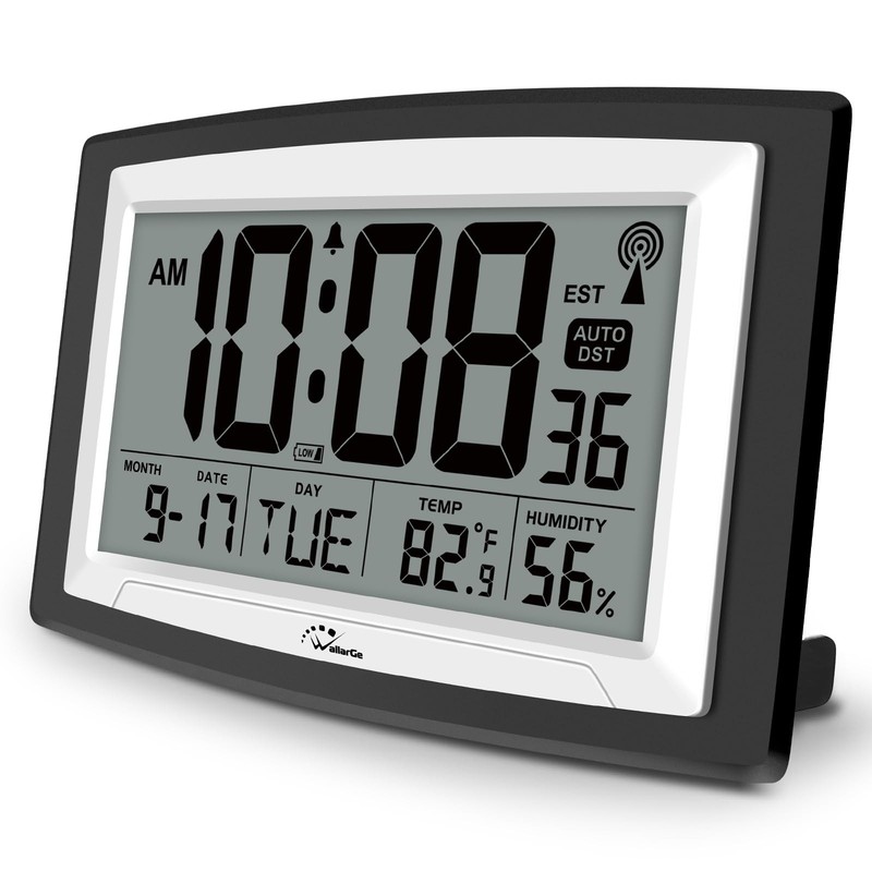 Atomic Clock with Indoor Temperature and Humidity, 12.5 Inch -Setting Digital…