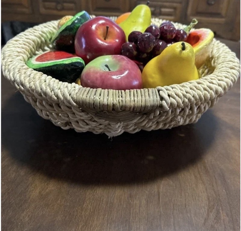 Fruit Basket Hand Weaved Basket With Fruit Mixture Colorful Table Decor gallery