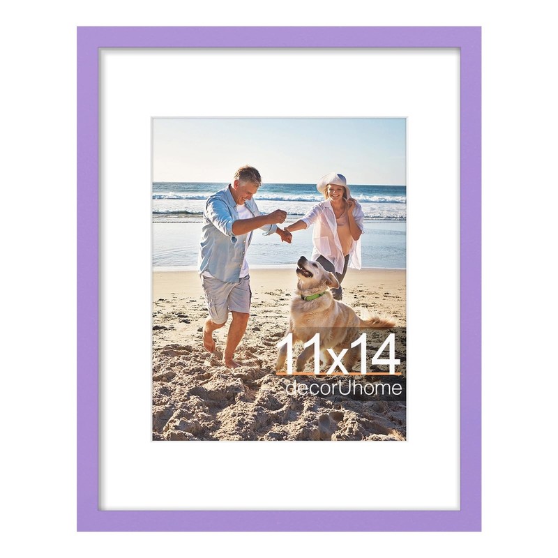 11×14 Picture Frame for 8×10 Photos, Wall Mount, Purple, 1 Pack