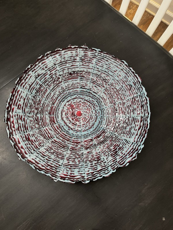 Arda Glassware Round Blue & Red Art Glass gallery