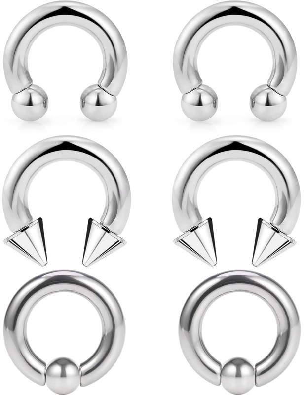 00G 0G 2G 4G 6G 8G 10G 12G 14G 16G Septum Rings Silver Black Surgical Steel H...