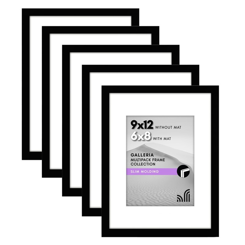 Americanflat 9×12 Picture Frame with Polished Plexiglass – Set of 5 – Use as…