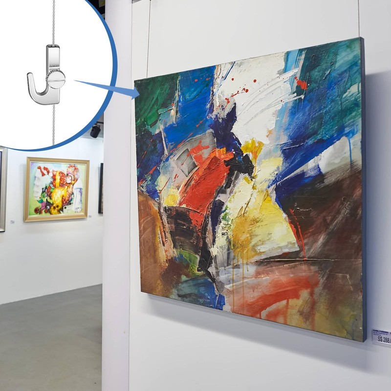 Hicarer 12 Pcs Adjustable Hooks for Gallery Picture Hanging System Silver gallery