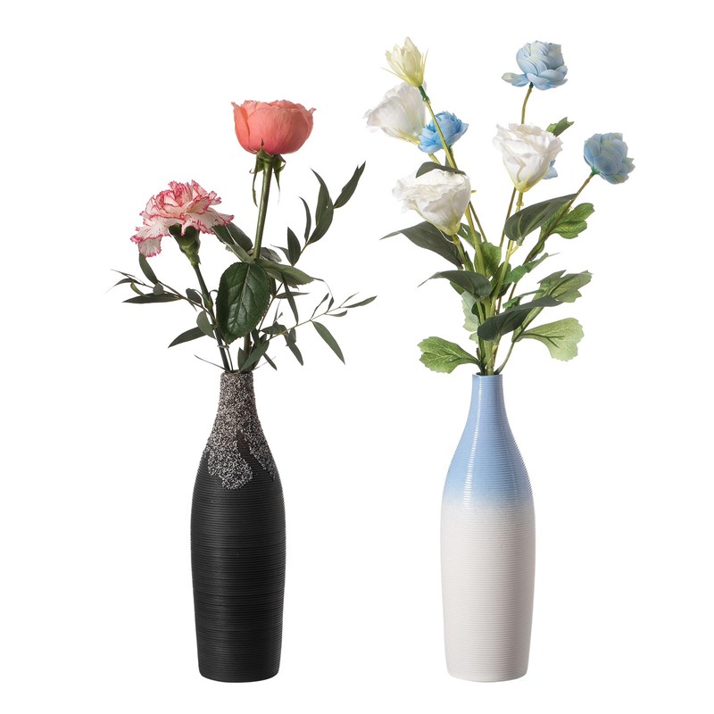 Modern Decorative Ceramic Table Vase Ripped Design Bottle Shape Flower Holder... gallery