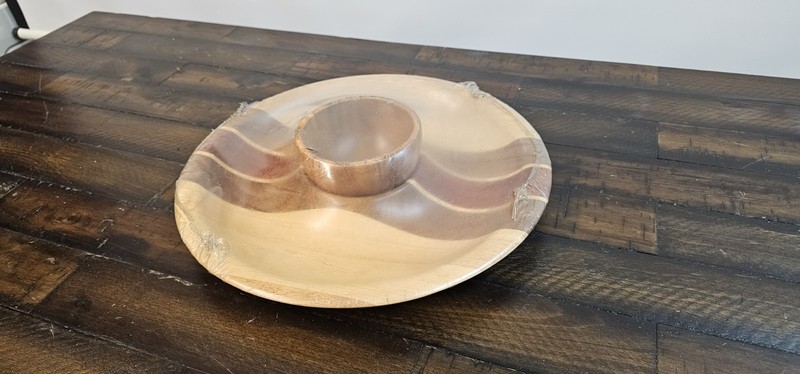 Three Colors of Wood Handmade Serving Bowl Chip and Dip gallery