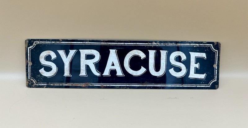 Syracuse New York 11 3/4” 3” Novelty Street Sign Metal Home Decor Vintage Look