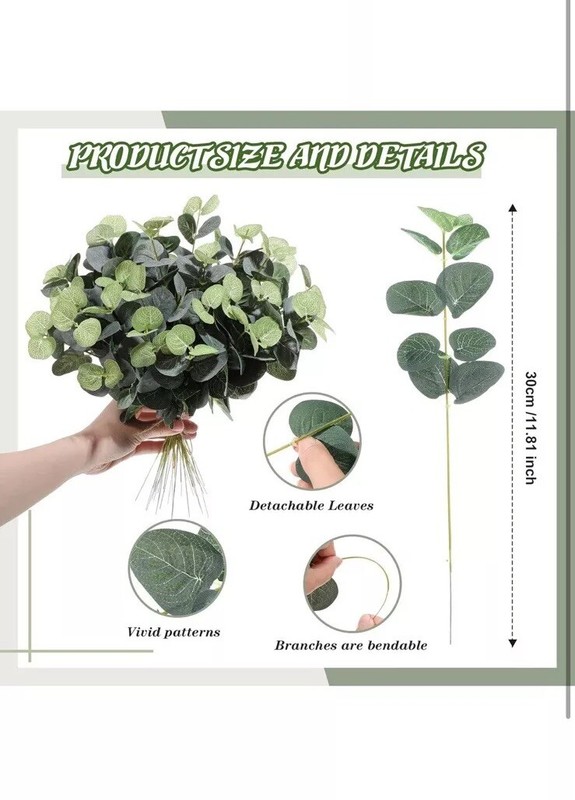 Tigeen 100 Pcs Artificial Eucalyptus Stems Tall 11.8 Inch Tall Faux Eucalyptus gallery