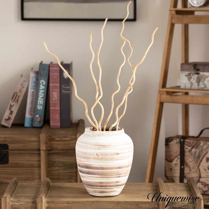 New Uniquewise 8-inch Modern Farmhouse Round Wide Mouth Ceramic Vase gallery